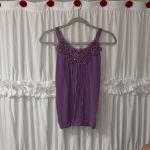 Elegant Purple Lace Tank Top